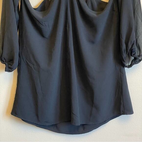 Express M black cold shoulder blouse spaghetti straps cut out - Picture 7 of 7